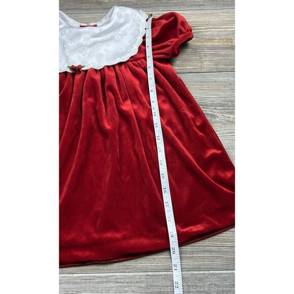 Vtg Piccolo Christmas Dress Girls 4T Red Velvet w/Lace Collar Festive Holiday - Picture 9 of 11